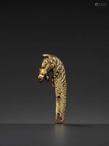 A GILT BRONZE ‘LONGMA’ HILT, MING DYNASTY