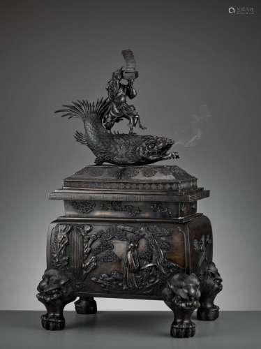 A LARGE ‘KUI XING’ BRONZE CENSER AND COVER, 17TH-18TH CENTURY