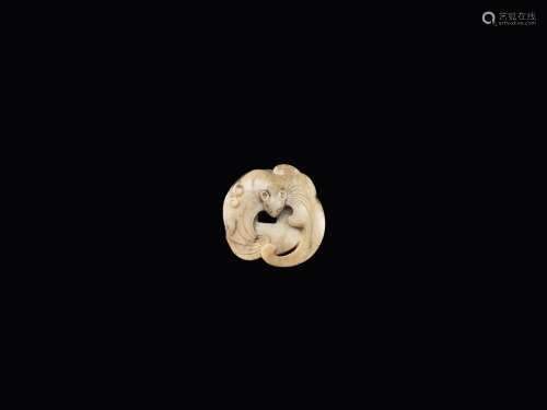 A BEIGE JADE ‘BAT AND COIN’ CARVING, QING DYNASTY