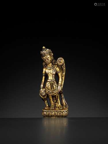 A GILT BRONZE FIGURE OF PADMAPANI, 17TH-18TH CENTURY