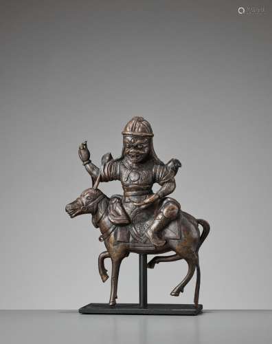 A BRONZE FIGURE OF PALDEN LHAMO, QING DYNASTY