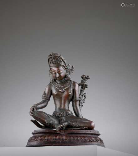 A NEPALESE COPPER FIGURE OF INDRA