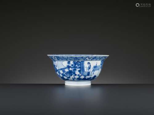 A BLUE AND WHITE ‘KLAPMUTS’ BOWL, KANGXI MARK AND PERIOD