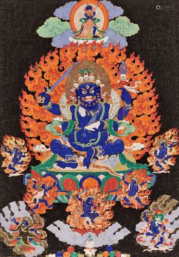 A THANGKA OF CATURBHUJA MAHAKALA, 18TH- 19TH CENTURY