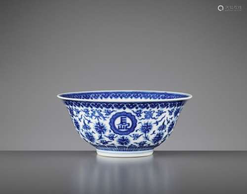 A BLUE AND WHITE ‘FLORAL’ BOWL, DAOGUANG BING WU MARK AND OF THE PERIOD