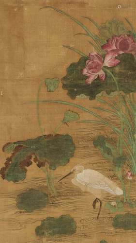 ‘HERON IN A LOTUS POND’, EARLY QING DYNASTY