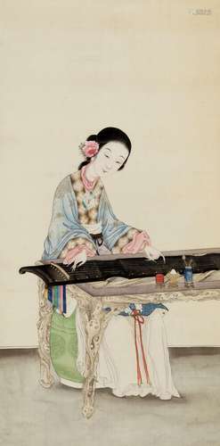 ‘A LADY PLAYING THE QIN’, IMPERIAL SCHOOL, QING DYNASTY