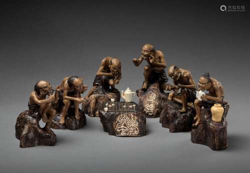 A COMPLETE AND RARE SET OF SHIWAN ‘XIANGQI’ FIGURES, REPUBLIC PERIOD
