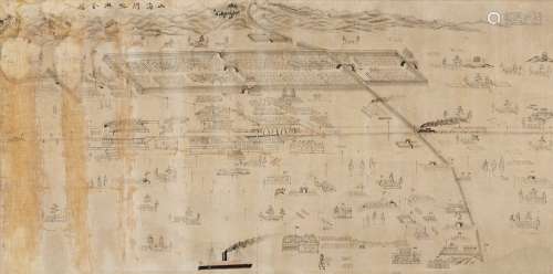 A LARGE MAP OF THE SHANHAI PASS, LATE QING
