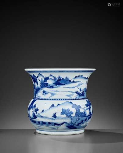 A BLUE AND WHITE ‘LANDSCAPE’ ZHADOU, EARLY QING