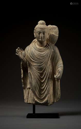 A GRAY SCHIST FIGURE OF BUDDHA, GANDHARA, 2ND-3RD CENTURY