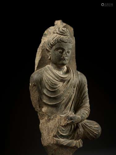 A GRAY SCHIST FIGURE OF A SEATED BUDDHA, GANDHARA, 2ND-3RD CENTURY