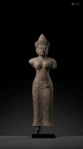 A SANDSTONE FIGURE OF UMA, ANGKOR PERIOD, BAPHUON STYLE