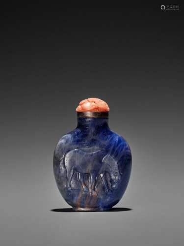 A SAPPHIRE SNUFF BOTTLE, POSSIBLY IMPERIAL, QING DYNASTY