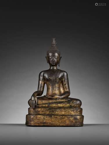 A BRONZE BUDDHA SHAKYAMUNI, CHIENG RAI, 15TH-16TH CENTURY