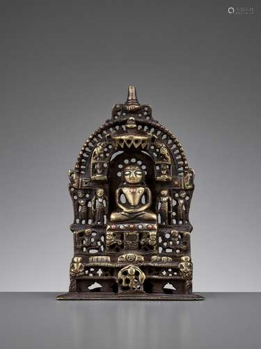 A JAIN COPPER- AND SILVER-INLAID BRONZE ALLOY ALTAR SHRINE