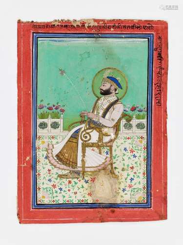 AN INDIAN MINIATURE PAINTING OF A RULER