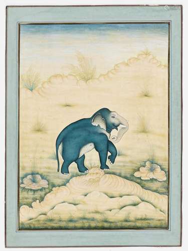 AN INDIAN MINIATURE PAINTING OF AN ELEPHANT