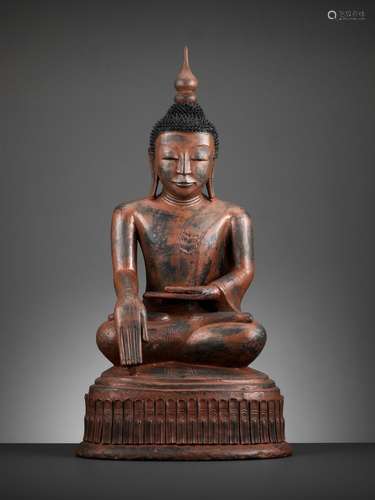 A LARGE BURMESE DRY-LACQUER SCULPTURE OF BUDDHA