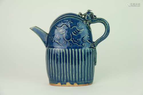 霽藍樞府瓷壺