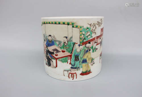CHINESE Famille Verte Porcelain Brush Pot