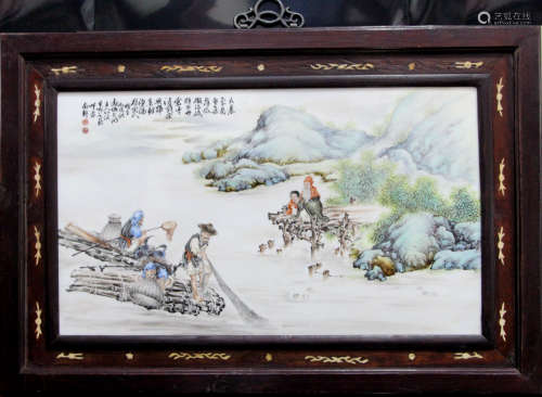 CHINESE Famille Rose Porcelain Plaque