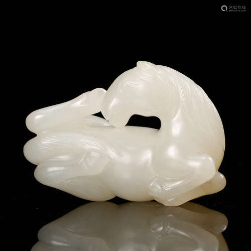 Chinese White Jade Carved Horse