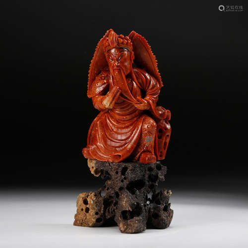 Chinese Agate Carved Guandi