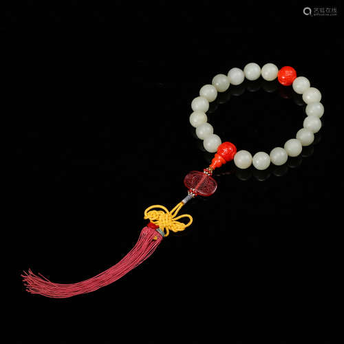 Chinese White Jade Prayer's Bead