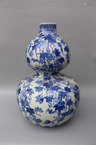 CHINESE Blue White Gourd Shape Porcelain Vase, Mar