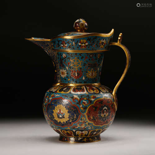 Chinese Cloisonne Water Pitcher, Marked
