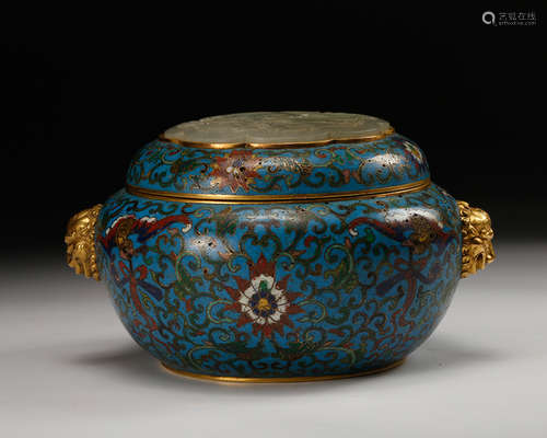 Chinese Cloisonne Foolion Mask Censer