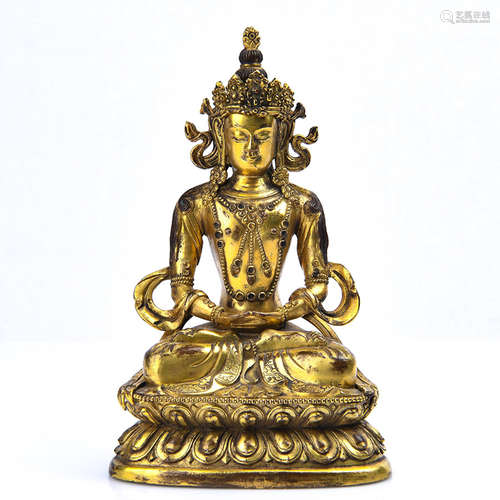 Chinese Gilt Bronze Seated Amitayus