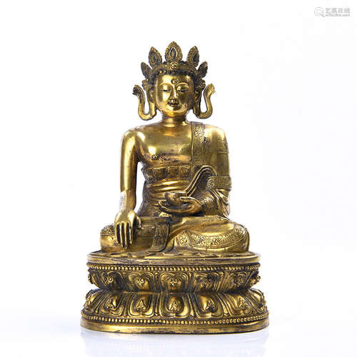 Chinese Gilt Bronze Seated Bhaisajyaguru