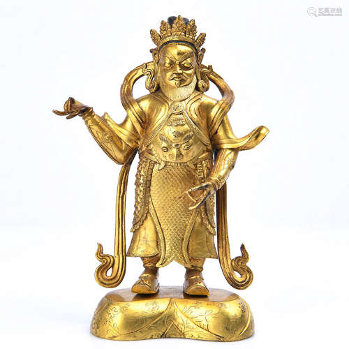 Chinese Gilt Bronze Figure Of Jambhala