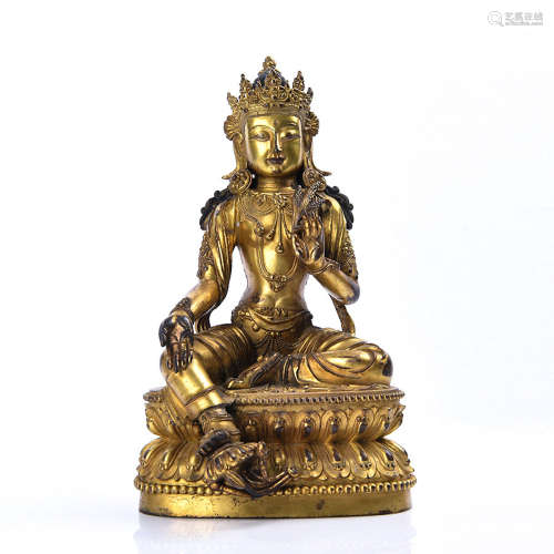 Chinese Gilt Bronze Seated Tara