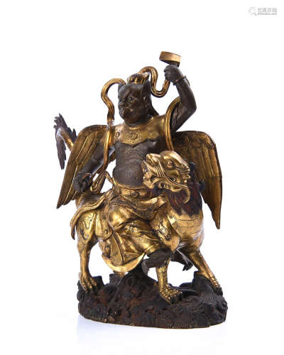 Chinese Gilt Bronze Figure Of Guardian