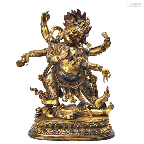 Chinese Gilt Bronze Figure Of Mahakala