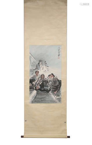 Chinese Ink And Color Scroll Painting