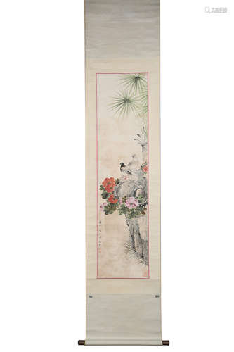 Chinese Ink And Color Scroll Painting