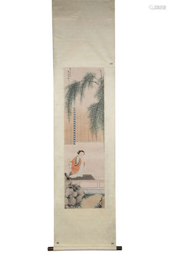 Chinese Ink And Color Scroll Painting