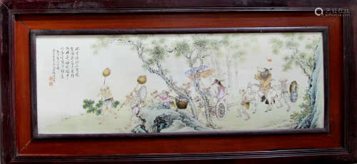 CHINESE Famille Rose Porcelain Plaque, Wang Qi
