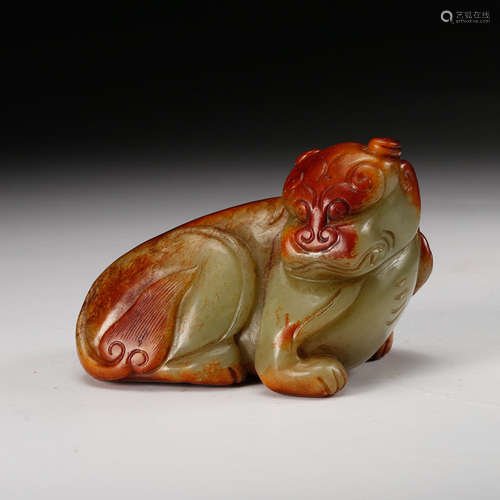 Chinese Celadon Jade Beast