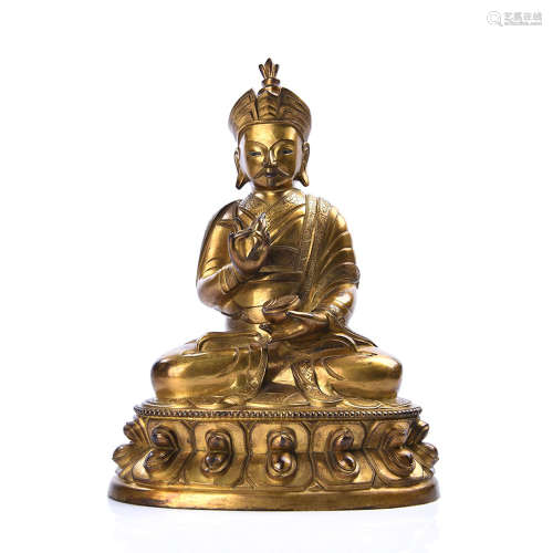 Chinese Gilt Bronze Seated Padmasambhava