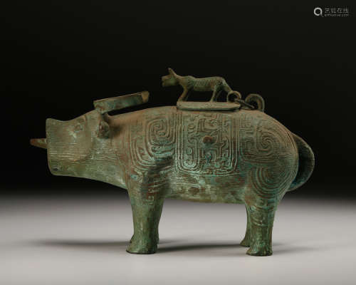 Chinese Bronze Boar Style Vessel