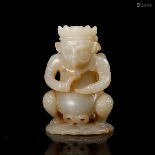 Chinese White Jade Carved Garuda