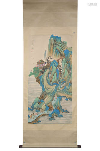 Chinese Ink And Color Scroll Painting