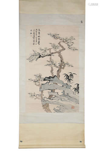 Chinese Ink And Color Scroll Painting