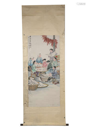 Chinese Ink And Color Scroll Painting