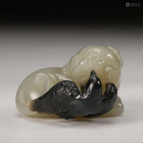 Chinese Black And White Jade Foolion